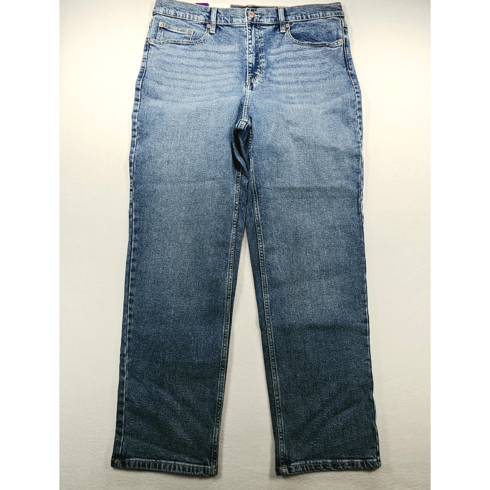 Calvin Klein Jeans Womens 14 Straight Leg High Rise Blue Denim Medium Wash NEW